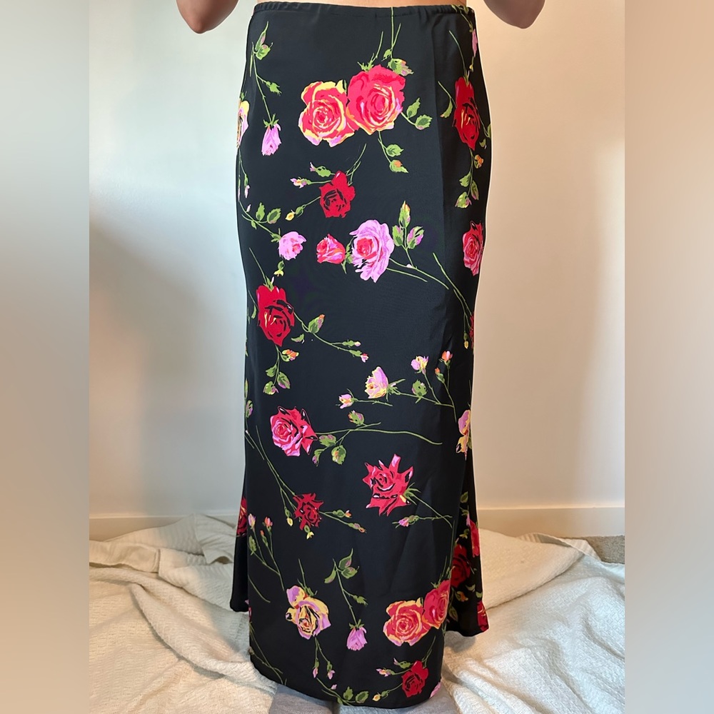 Maxi Black Floral Skirt